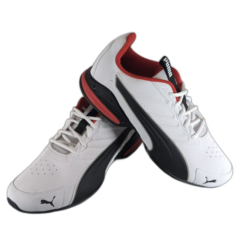 PUMA Electro SL Men's 13 White Black Red Low Top Running Sneakers 313092-02